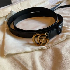 Gucci Leather Belt with Double G Buckle Sz 85